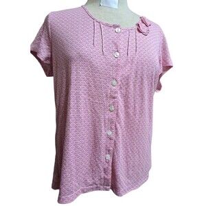 Karen Neuburger Encore Pajamas Sleep Top Pink Floral Cap Sleeves Lounge